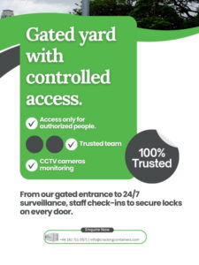 Gated yard with controlled access.